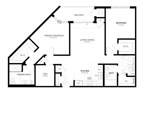 Floor plan for 2 beds, 2 baths, 1314 sqft